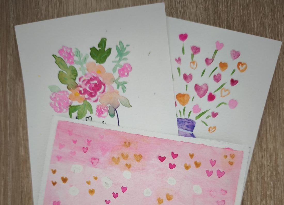 Cartes peintes à l'aquarelle par LilyCraie